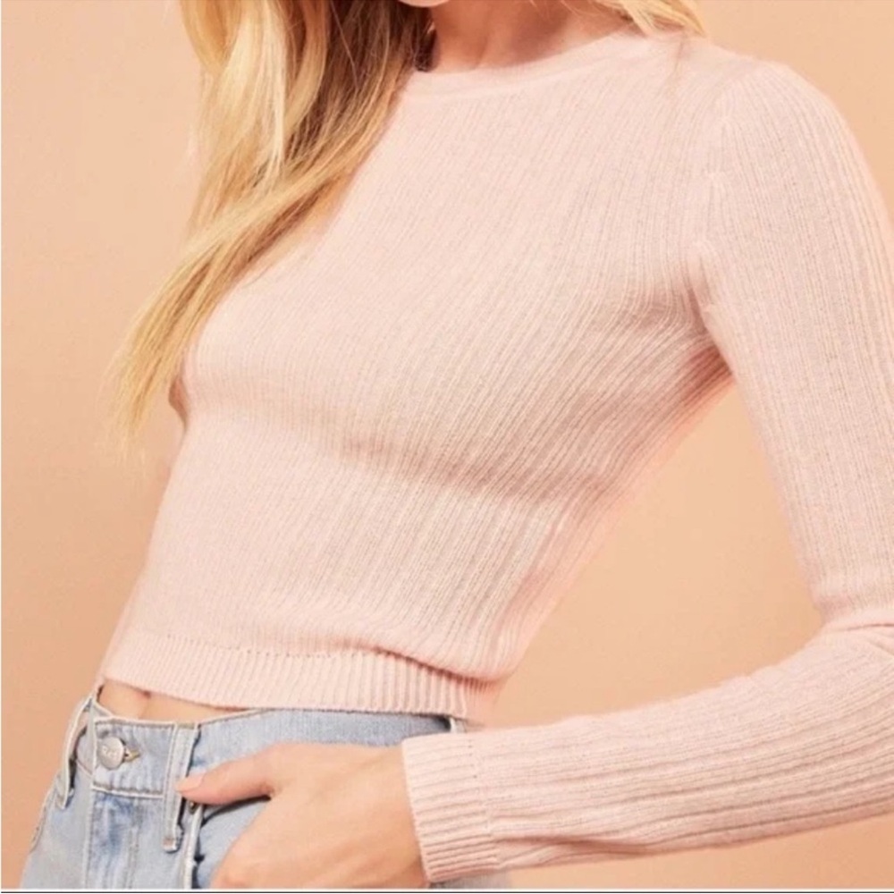 Reformation Cashmere Pink ribbed Sweater M medium
